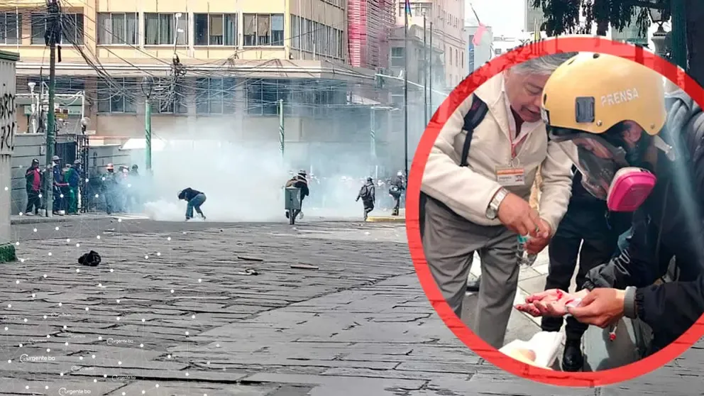 Policía y movilizados se enfrentan en La Paz; reportan un periodista herido