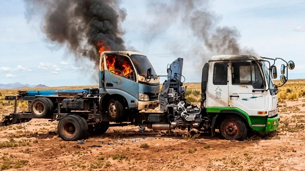 Incineran vehículos incautados tras emboscada de presuntos contrabandistas