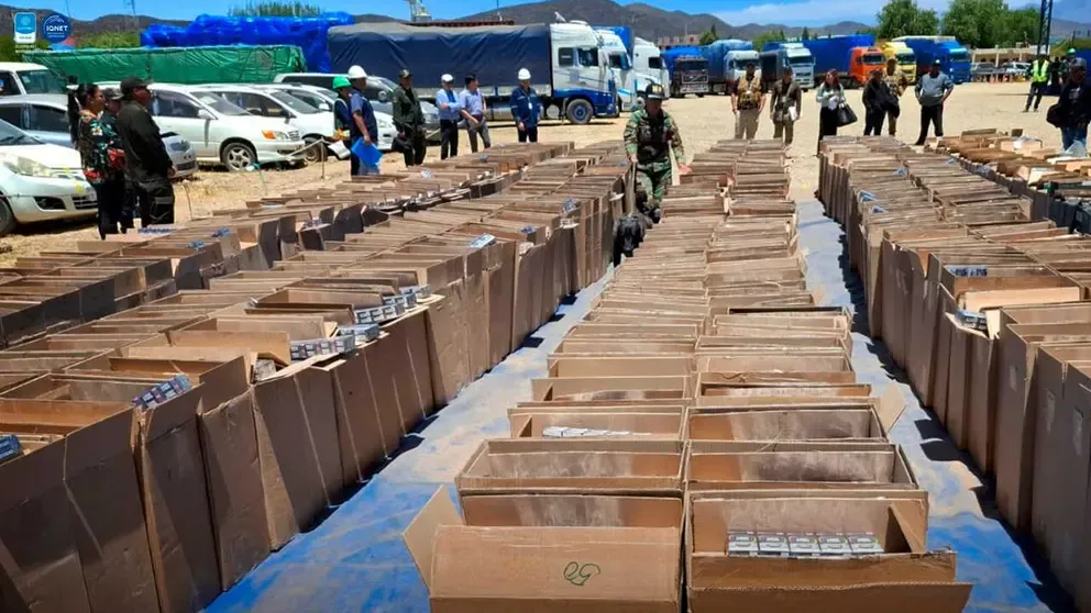 Aduana comisa 7.203 cajas de cigarrillos de contrabando valoradas en más de Bs 9 millones en Tarija