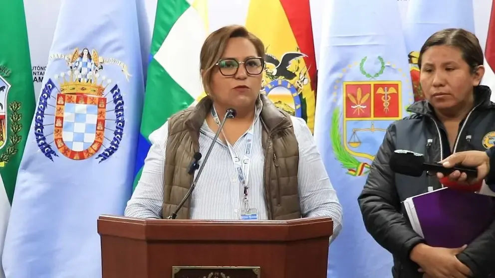 La secretaria de Obras Públicas y Servicios de la Gobernación de Cochabamba, Lucelia Gómez, este 18 de agosto.